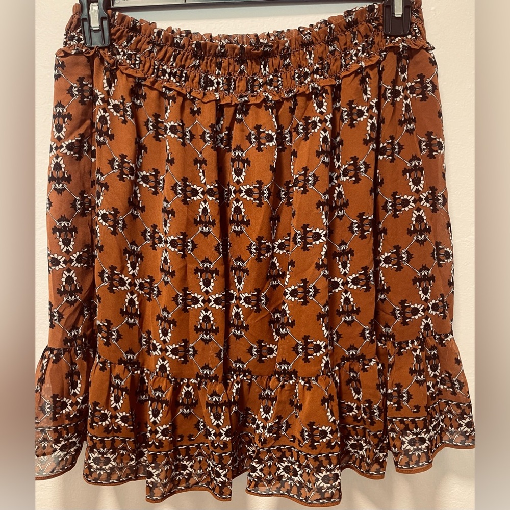 Max Studio Floral Ruffle Hem Skirt